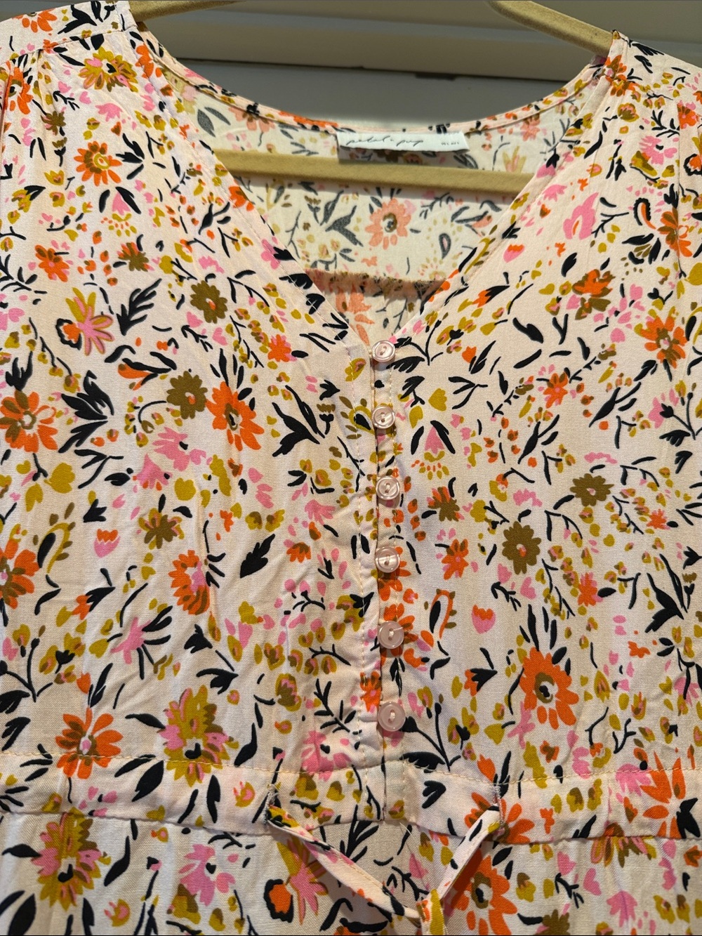 Petal & Pup Kelda Maxi Dress Floral 3/4 Sleeve Drawstring Cinched Waist Autumn L - Picture 14 of 16